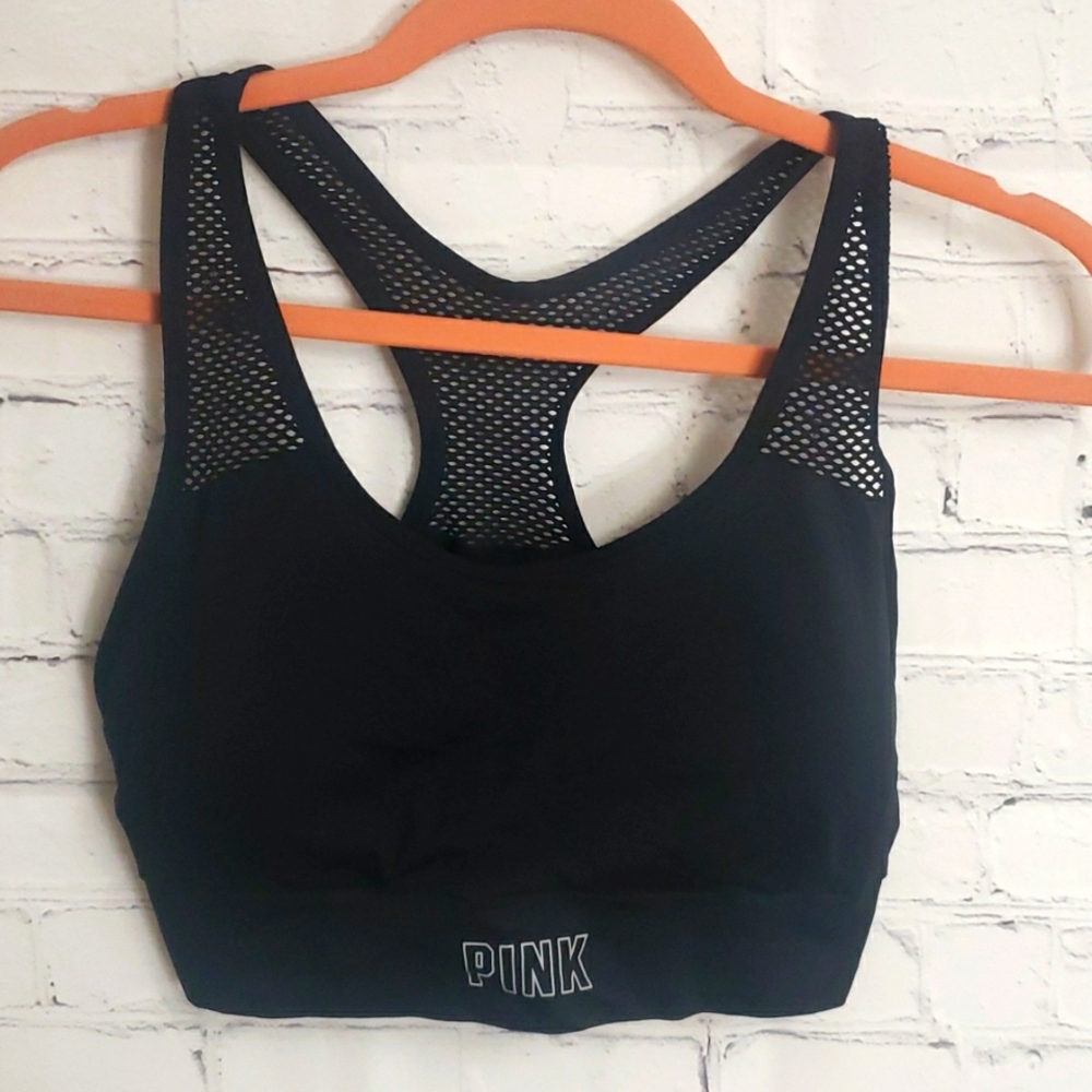 NWT! PINK. Victoria Secret Sports Bra..Black Size L